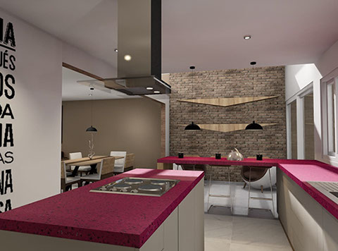 Render Propuesta para remodelacion en Fraccionamiento residencial el castaño Metepec estado de mexico