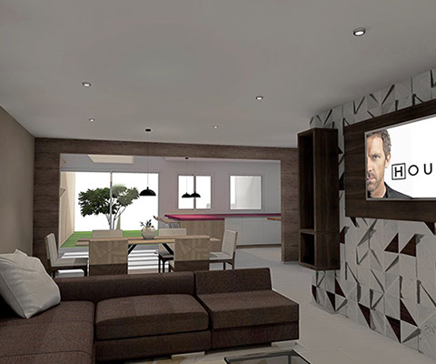 render propuesta para remodelacion de sala comedor en fraccionamiento castaño metepec