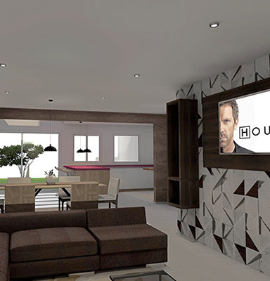 render propuesta para remodelacion de sala comedor en fraccionamiento castaño metepec