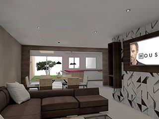 render propuesta para remodelacion de sala comedor en fraccionamiento castaño metepec