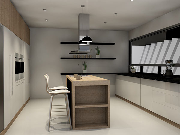 Render propuesta de Cocina en la residencia nieto metepec estado de mexico