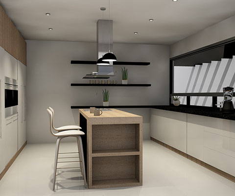 Render propuesta de Cocina en la residencia nieto metepec estado de mexico