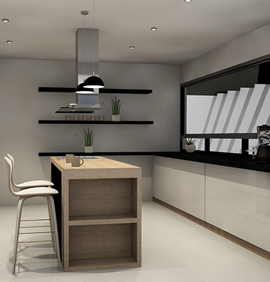 Render propuesta de Cocina en la residencia nieto metepec estado de mexico