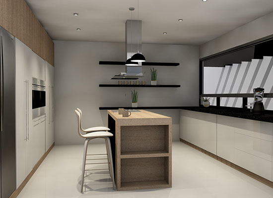 Render propuesta de Cocina en la residencia nieto metepec estado de mexico