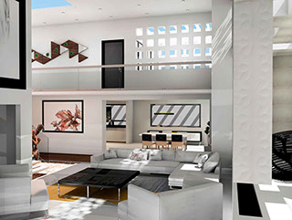 Render propuesta de sala de estar en proyecto residencia nieto metepec estado de mexico