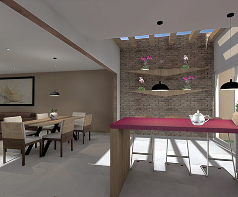 render propuesta para proyecto cocina desayunador residencial el castaño metepec estado de mexico