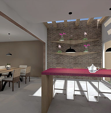 render propuesta para proyecto cocina desayunador residencial el castaño metepec estado de mexico