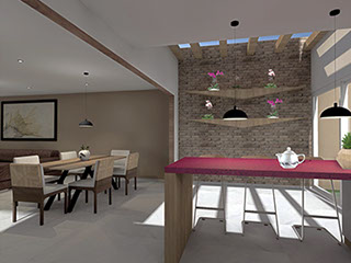 render propuesta para proyecto cocina desayunador residencial el castaño metepec estado de mexico