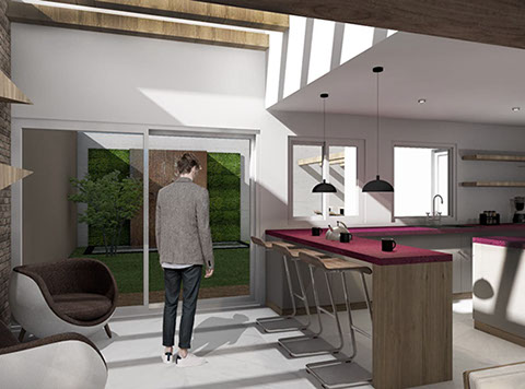 render propuesta para cocina en fraccionamiento residencial el castaño metepec