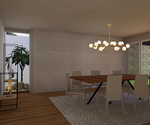 Render propuesta para comedor proyecto fraccionamiento sauces metepec