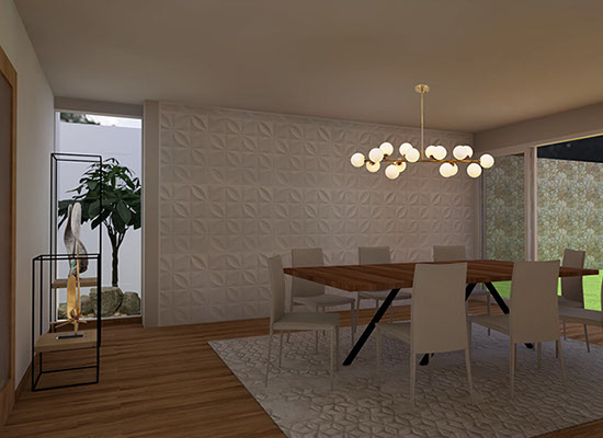 Render propuesta para comedor proyecto fraccionamiento sauces metepec